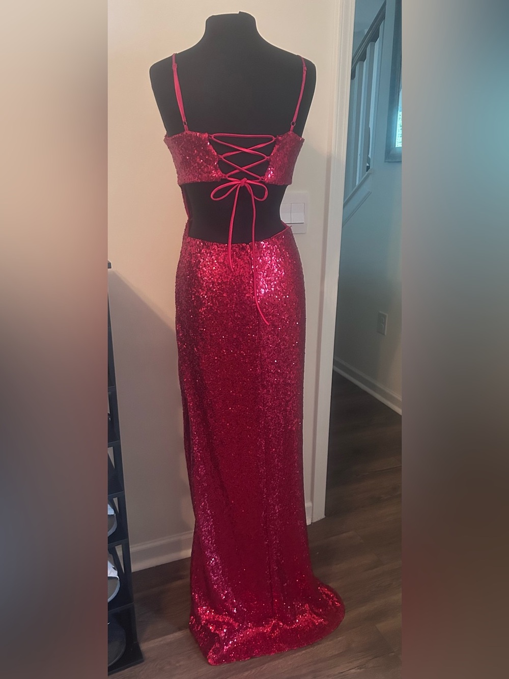 Sz 13 Red Honey and Rosie Sequin floor length gown - Picture 5 of 6